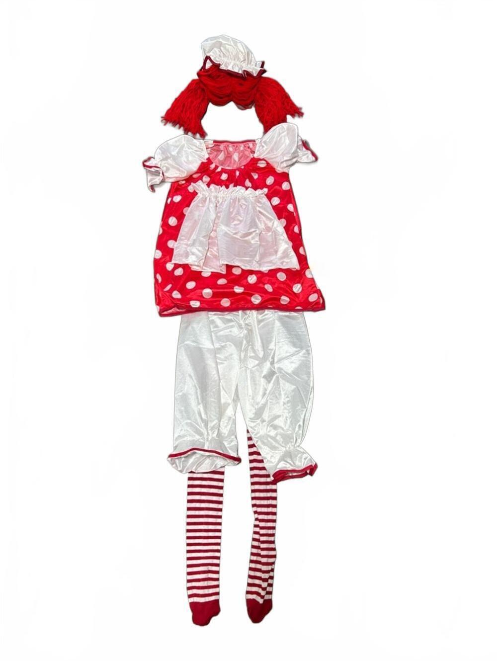 Rag Doll Costume Set Red Polka Dot & Striped Tights | Adult Size Standard OSFM